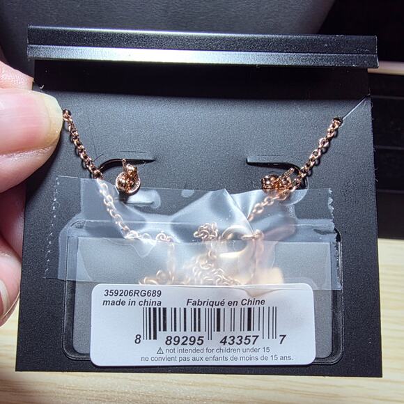 Coach New Open Circle Necklace and Tea Rose Stud Earrings Set - Picture 5 of 8